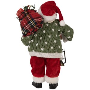Clayre & Eef 65592 Figura decorativa di Babbo Natale 17x11x27 cm Tessuto verde rosso
