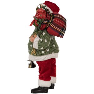 Clayre & Eef 65592 Figura decorativa di Babbo Natale 17x11x27 cm Tessuto verde rosso