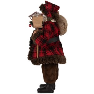 Clayre & Eef 65595 figura decorativa di Babbo Natale 18x10x27 cm rosso marrone stile country