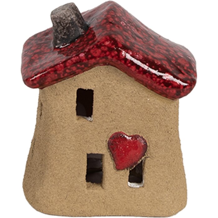 Clayre & Eef 6CE1778 Casa decorativa in ceramica marrone rossa 7x6x8 cm
