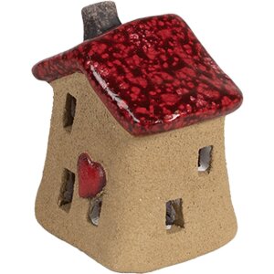 Clayre & Eef 6CE1778 Casa decorativa in ceramica marrone rossa 7x6x8 cm