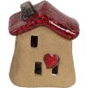Clayre & Eef 6CE1778 Casa decorativa in ceramica marrone rossa 7x6x8 cm