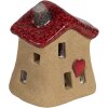 Clayre & Eef 6CE1778 Casa decorativa in ceramica marrone rossa 7x6x8 cm