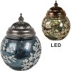 Clayre & Eef 6GL4594 LED decorazione vetro blu bianco Ø 11x15 cm stile country 2xAAA