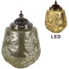 Clayre & Eef 6GL4596 LED Decorazione in vetro verde floreale Ø 13x19 cm 2xAAA