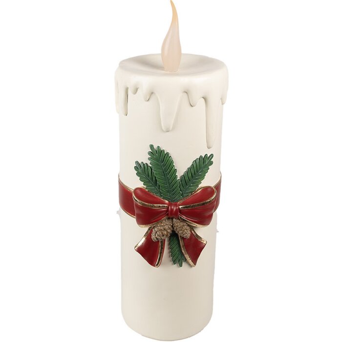 Clayre & Eef 6PR4237 Candela decorativa LED Bianco Rosso 18x20x56 cm 3xAA