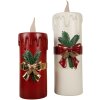 Clayre & Eef 6PR4237 Candela decorativa LED Bianco Rosso 18x20x56 cm 3xAA