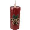 Clayre & Eef 6PR4238 Candela decorativa a LED 17x18x44cm Rosso Oro Poliresina Natale