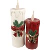 Clayre & Eef 6PR4238 Candela decorativa a LED 17x18x44cm Rosso Oro Poliresina Natale