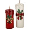 Clayre & Eef 6PR4238 Candela decorativa a LED 17x18x44cm Rosso Oro Poliresina Natale