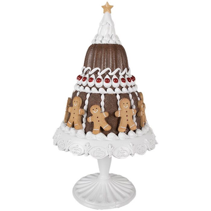 Clayre & Eef 6PR4247 Torta decorativa Pan di Zenzero Ø 29x52 cm Marrone Bianco Stile Country