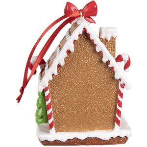 Clayre & Eef 6PR4254 Etichetta natalizia casa di pan di zenzero marrone bianco 7x5x9 cm