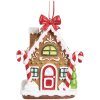 Clayre & Eef 6PR4254 Etichetta natalizia casa di pan di zenzero marrone bianco 7x5x9 cm