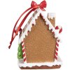 Clayre & Eef 6PR4254 Etichetta natalizia casa di pan di zenzero marrone bianco 7x5x9 cm