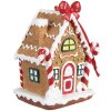 Clayre & Eef 6PR4254 Etichetta natalizia casa di pan di zenzero marrone bianco 7x5x9 cm