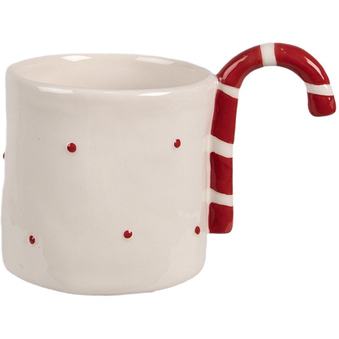 Clayre & Eef 6CEMU0153 Tazza in ceramica beige rossa 325 ml Stile country 14x9x10 cm