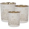 Clayre & Eef 6GL4657 Portacandele Set di 3 fiocchi di neve in oro bianco