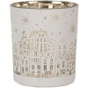 Clayre & Eef 6GL4657 Portacandele Set di 3 fiocchi di neve in oro bianco