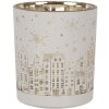 Clayre & Eef 6GL4657 Portacandele Set di 3 fiocchi di neve in oro bianco