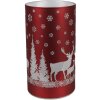 Clayre & Eef 6GL4669 Portacandele LED in vetro Ø 8x12 cm Fiocchi di neve di renna