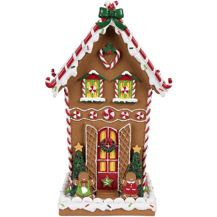 Clayre & Eef 6PR4251 Decorazione casa di pan di zenzero marrone bianco 18x14x31 cm