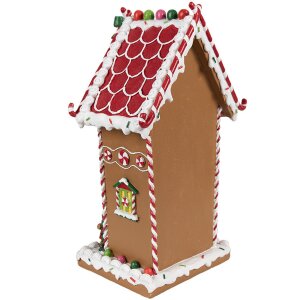 Clayre & Eef 6PR4251 Decorazione casa di pan di zenzero marrone bianco 18x14x31 cm