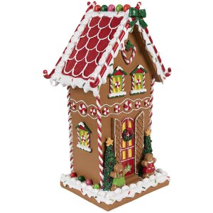 Clayre & Eef 6PR4251 Decorazione casa di pan di zenzero marrone bianco 18x14x31 cm