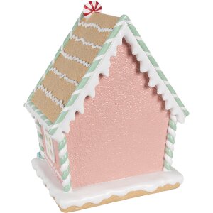 Clayre & Eef 6PR4263 Casa decorativa rosa 20x16x25 cm in poliresina Natale