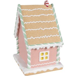 Clayre & Eef 6PR4263 Casa decorativa rosa 20x16x25 cm in poliresina Natale
