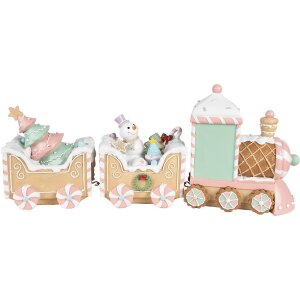 Clayre & Eef 6PR4266 Decorazione Treno Beige Rosa 45x12x19 cm Poliresina