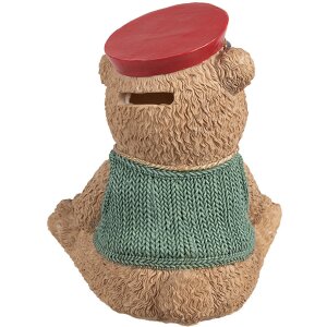 Clayre & Eef 6PR4277 Salvadanaio Orso Marrone Verde Poliresina 15x13x19 cm