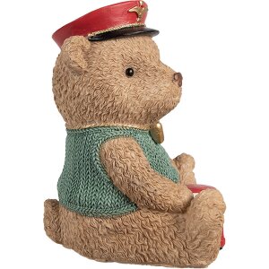 Clayre & Eef 6PR4277 Salvadanaio Orso Marrone Verde Poliresina 15x13x19 cm
