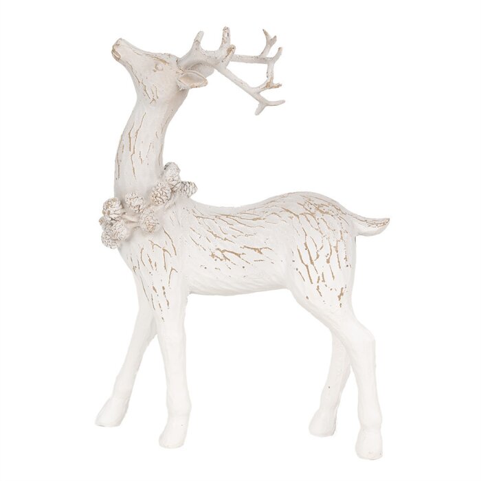 Clayre & Eef 6PR4284 Decorazione Cervo Bianco 13x5x19 cm Poliresina