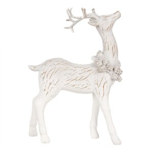 Clayre & Eef 6PR4284 Decorazione Cervo Bianco 13x5x19 cm Poliresina