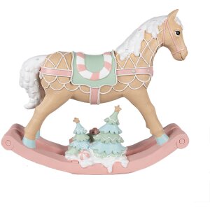 Clayre & Eef 6PR4260 Cavallo a dondolo decorativo Beige 41x10x37 cm in poliresina Casa di campagna