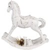 Clayre & Eef 6PR4285 Cavallo a dondolo decorativo bianco antico 25x7x25 cm in poliresina
