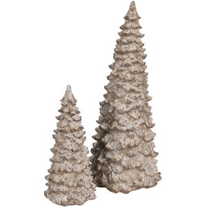 Clayre & Eef 6PR4289 Albero decorativo Bianco Beige 9x9x18 cm in poliresina Stile Country