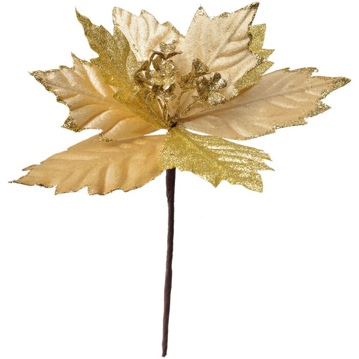 Clayre & Eef 65820 Decorazione natalizia Fiore color oro Ø 21x25 cm Plastica