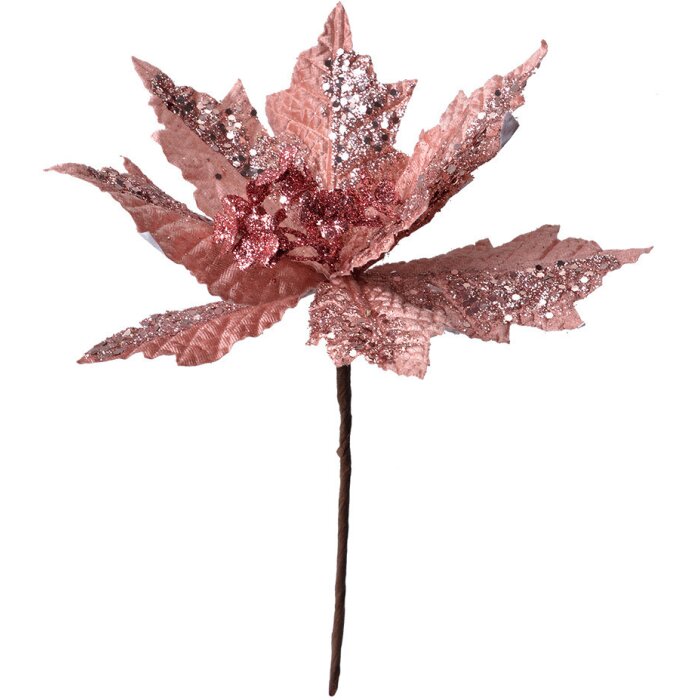 Clayre & Eef 65821 Decorazione natalizia Fiore Rosa Argento Ø 22x25 cm Plastica