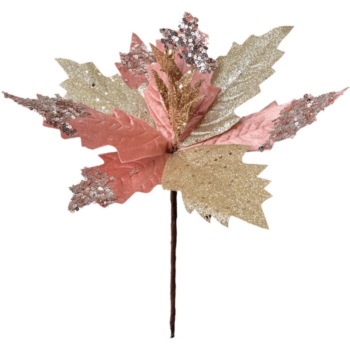 Clayre & Eef 65830 Decorazione natalizia fiore rosa oro Ø 30 cm plastica