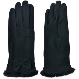 Juleeze JZGL0089Z Guanti neri 9x23x1cm con fiocco in...
