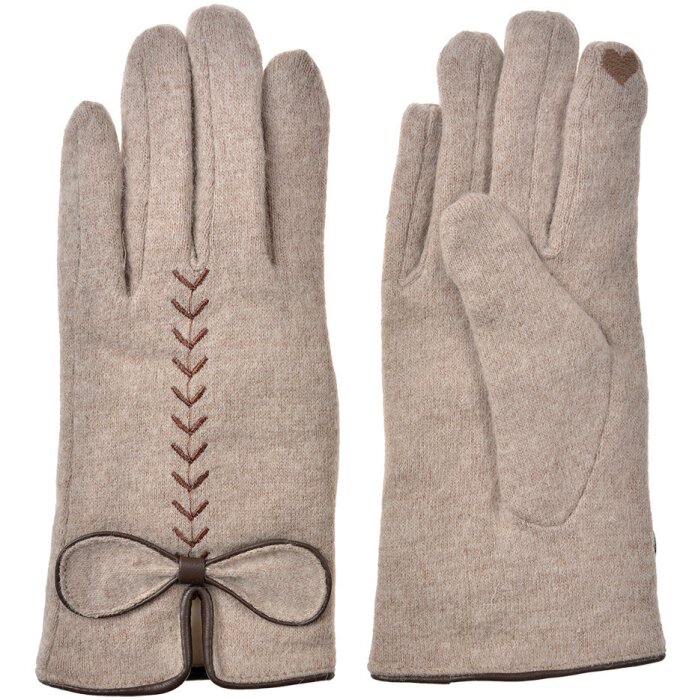 Juleeze JZGL0096BE Guanti invernali beige 9x23 cm fiocco applicato poliestere