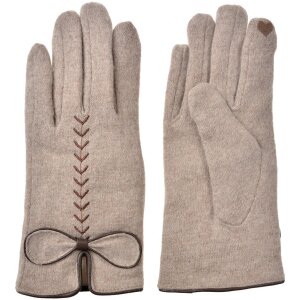 Juleeze JZGL0096BE Guanti invernali beige 9x23 cm fiocco...
