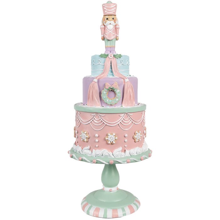 Clayre & Eef 6PR4261 Decorazione Torta Ø 17x42 cm Poliresina Rosa Stile Country
