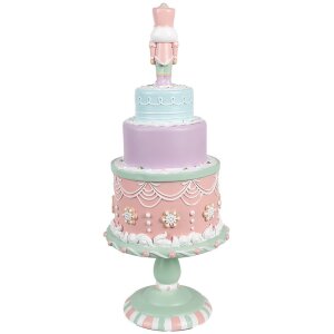 Clayre & Eef 6PR4261 Decorazione Torta Ø 17x42 cm Poliresina Rosa Stile Country