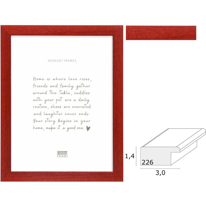 Deknudt S226K4 cornice per quadri in legno rosso da 10x15 a 70x100 cm profilo piatto