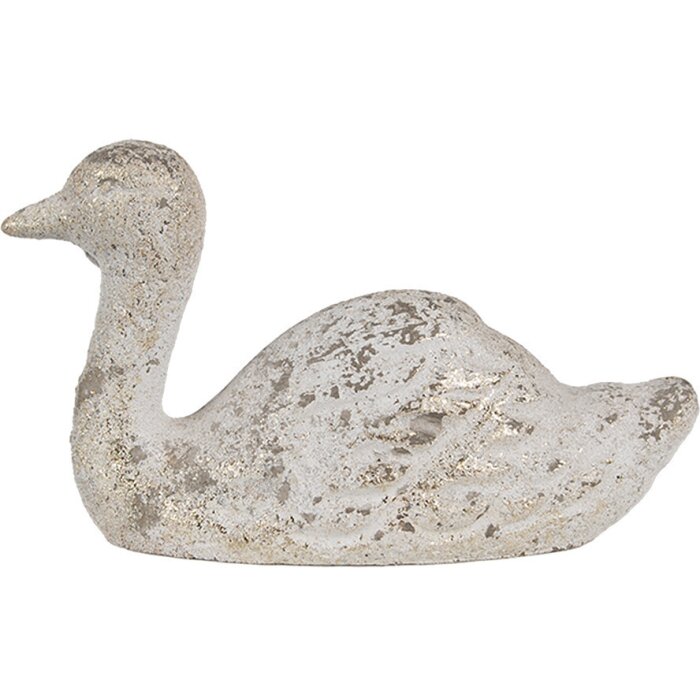 Clayre & Eef 6TE0547 Decorazione Anatra Pietra Oro Bianco 15x5x9 cm