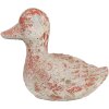 Clayre & Eef 6TE0552 Decorazione Anatra Grigio Rosso 15x8x12 cm Pietra Antica