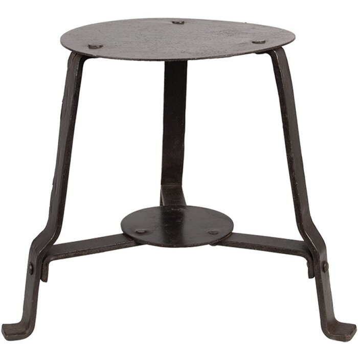 Clayre & Eef 6UNY0010 Tavolo per piante in ferro rotondo nero 18x18x22 cm Stile country