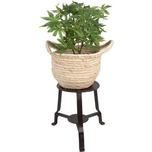 Clayre & Eef 6UNY0010 Tavolo per piante in ferro rotondo nero 18x18x22 cm Stile country